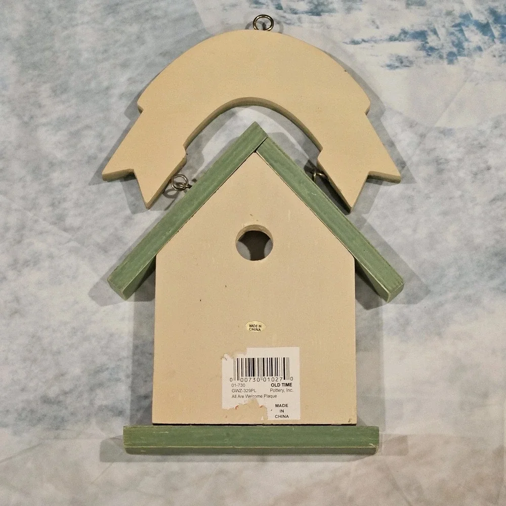 Vintage Style Welcome Birdhouse Wall Sign Cottage Farmhouse Decor Hanging Plaque